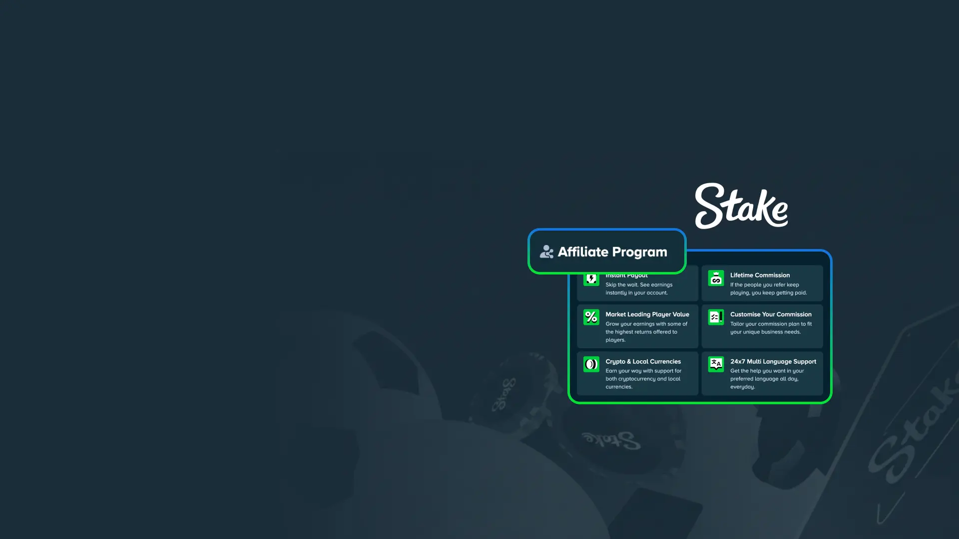 Join the Stake affiliate program and earn by inviting new players.