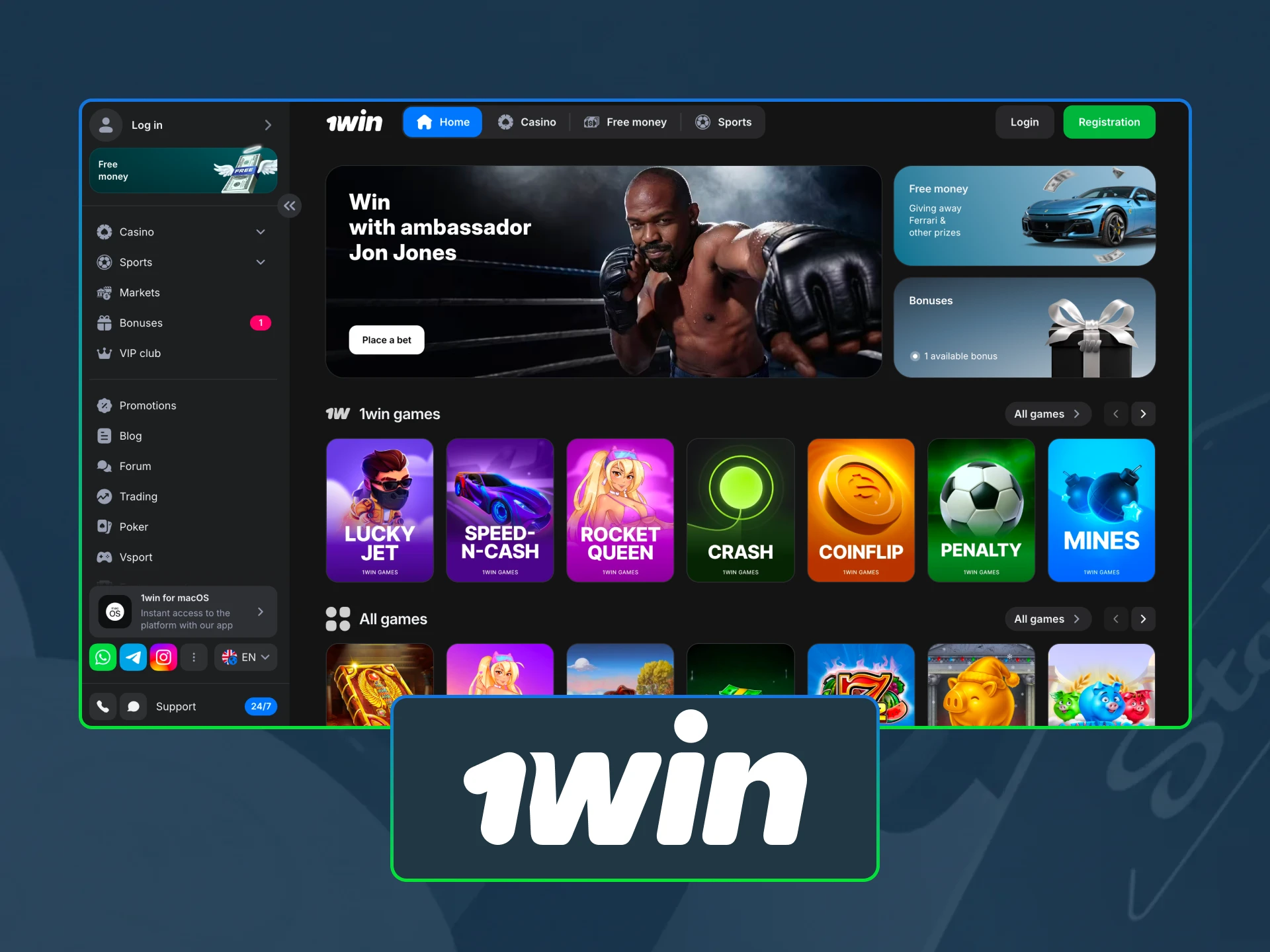 Play at 1win online casino while casino stake is temporarily unavailable.