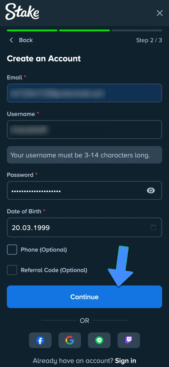 Register on Stake Android app and start playing.