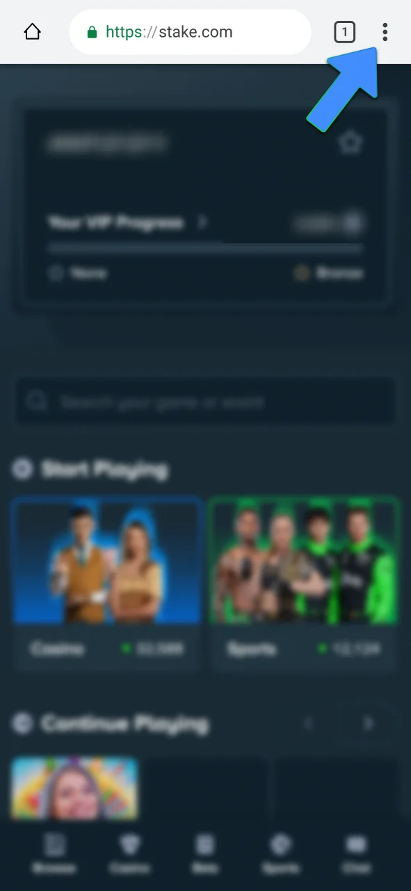 Tap the three dots and install Stake app.