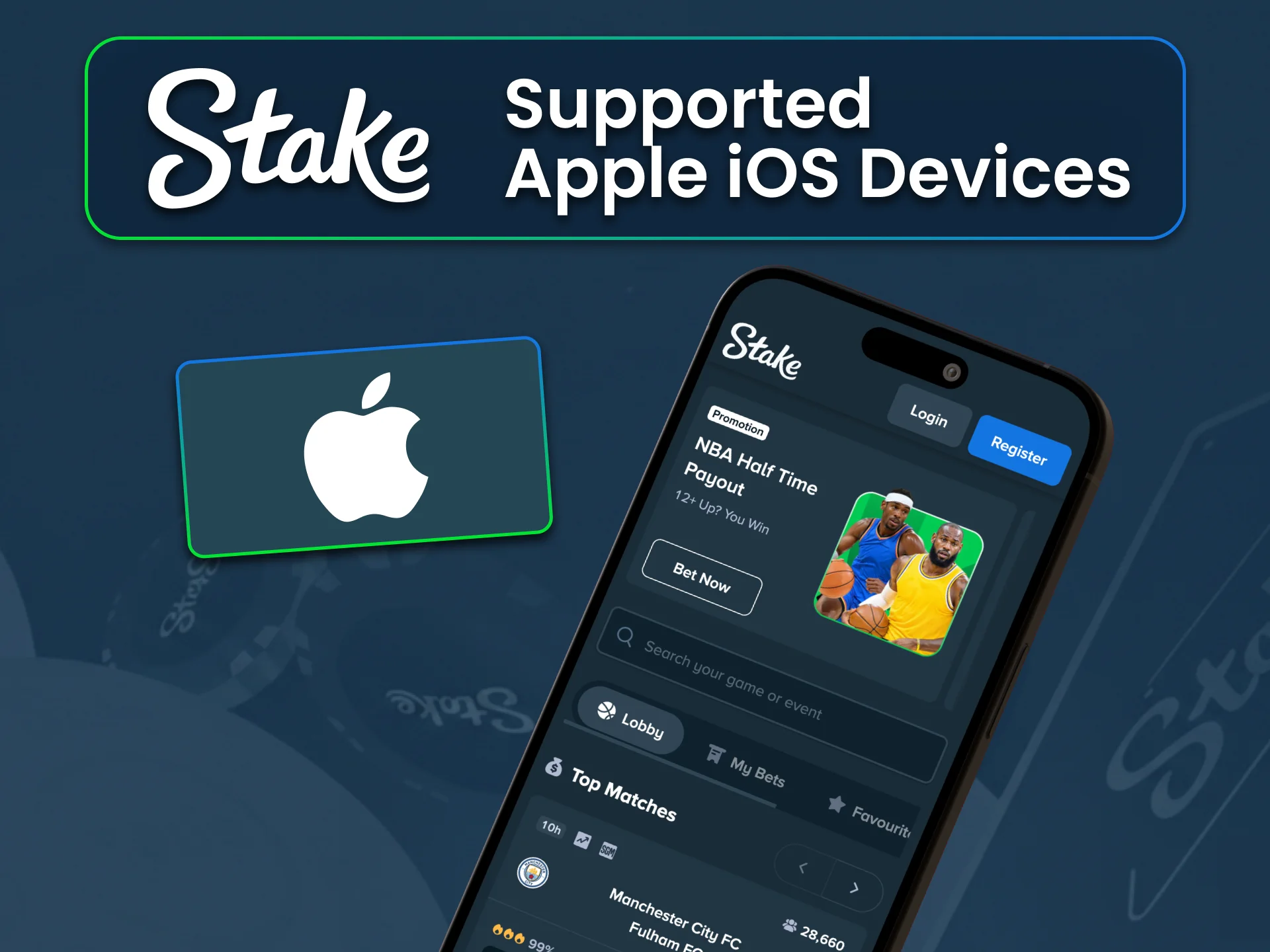 Enjoy Stake games on supported iOS devices.