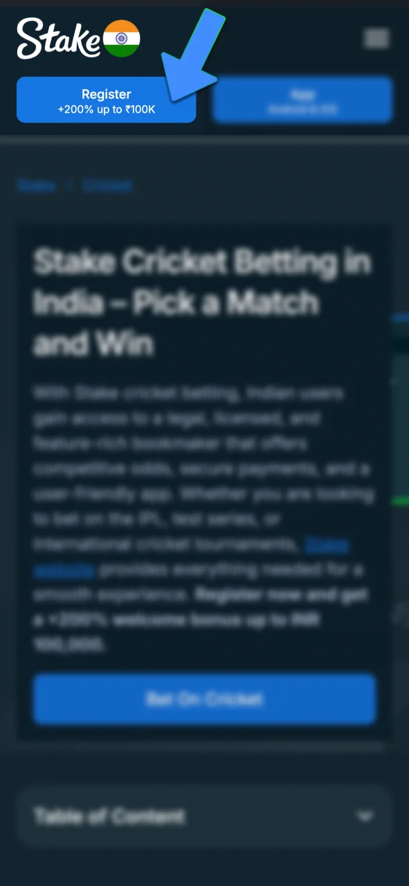 Use the registration button on Stake and fill out the short form to create your account now.