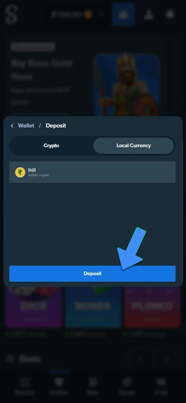Deposit funds easily on Stake using your preferred payment method.