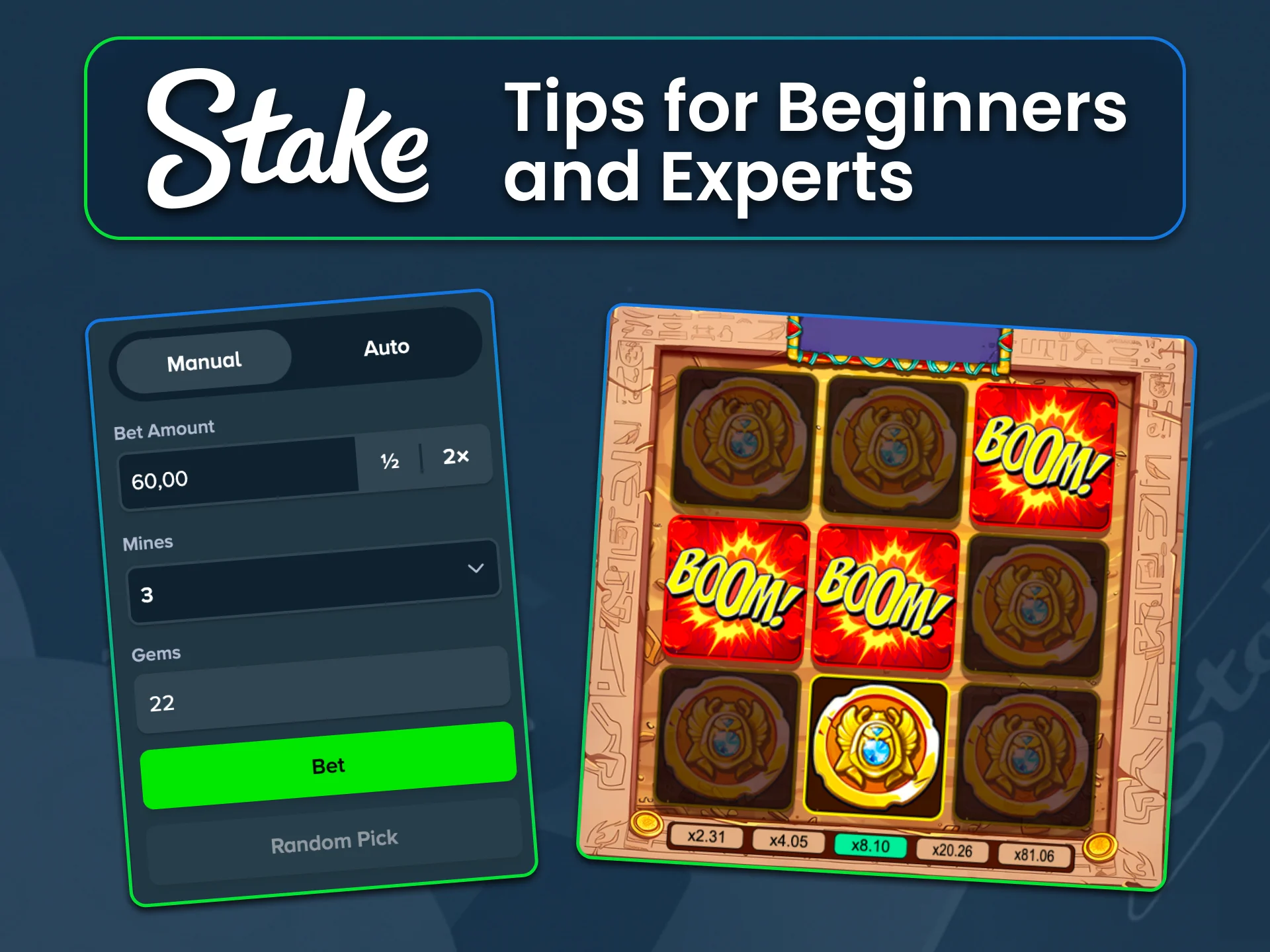 Follow Mines tips for beginners and experts on Stake.