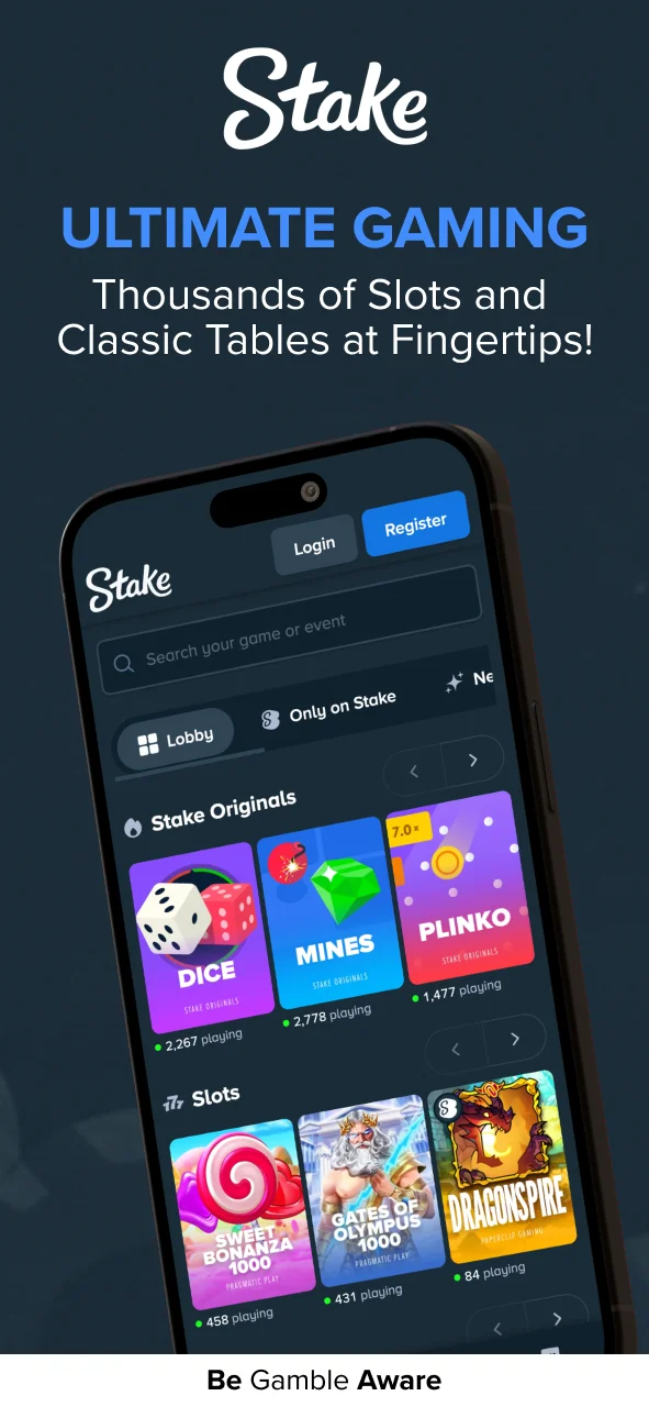 Play casino games on the Stake app.