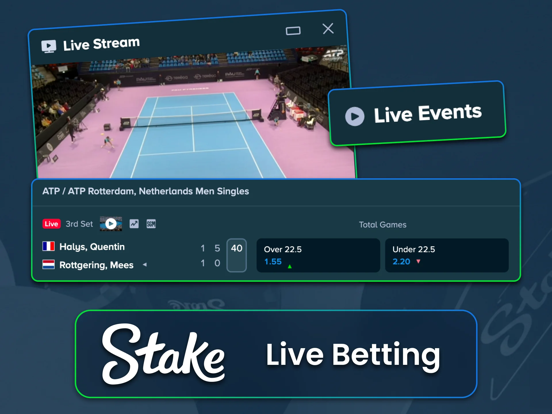 Bet live on Stake and stay in the game every second.