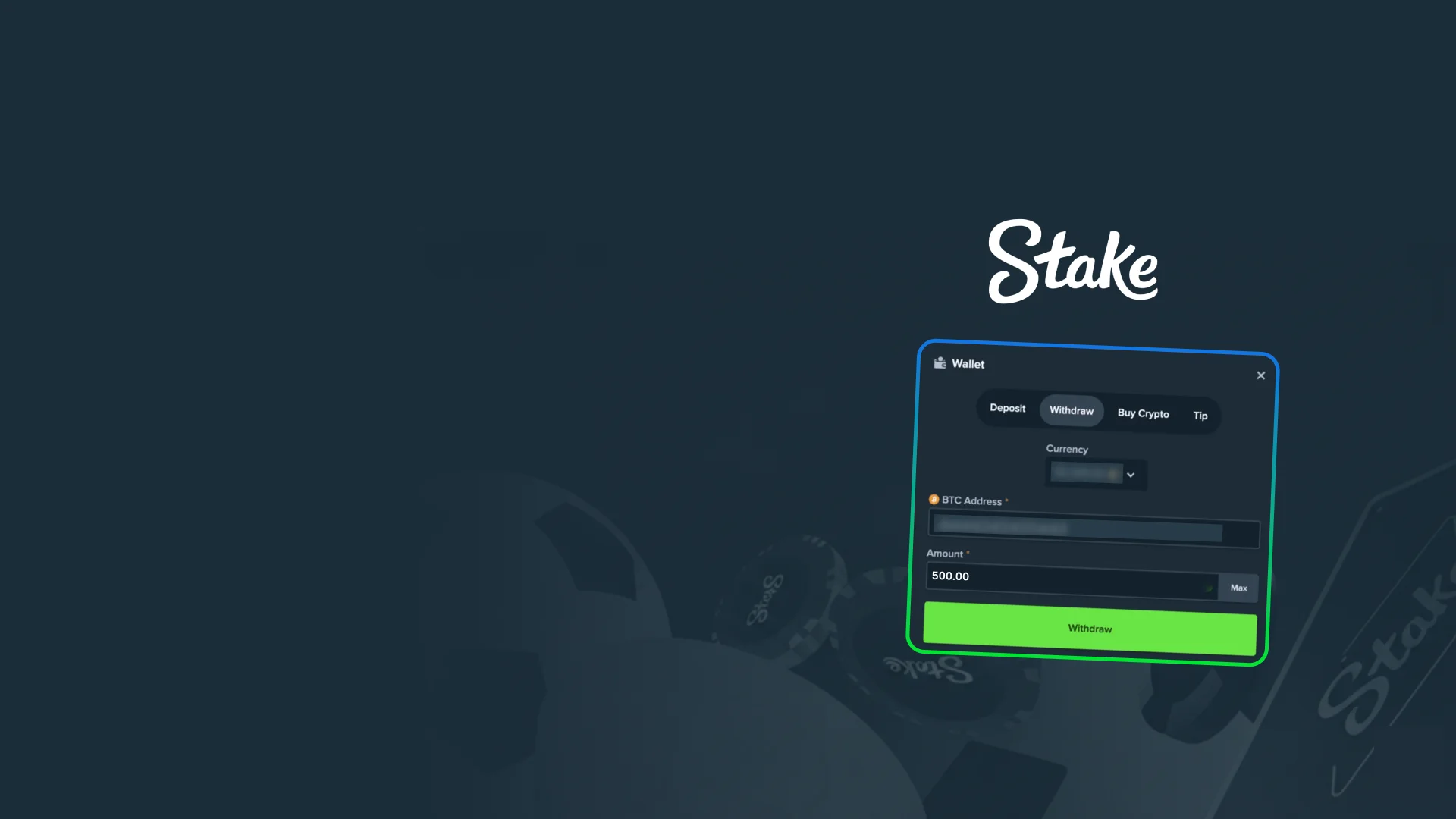 Make regular and comfortable withdrawals on Stake with multiple payment systems.