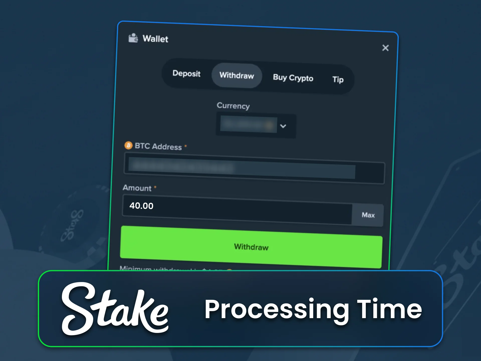 Get your payout in hours with fast Stake withdrawal processing.